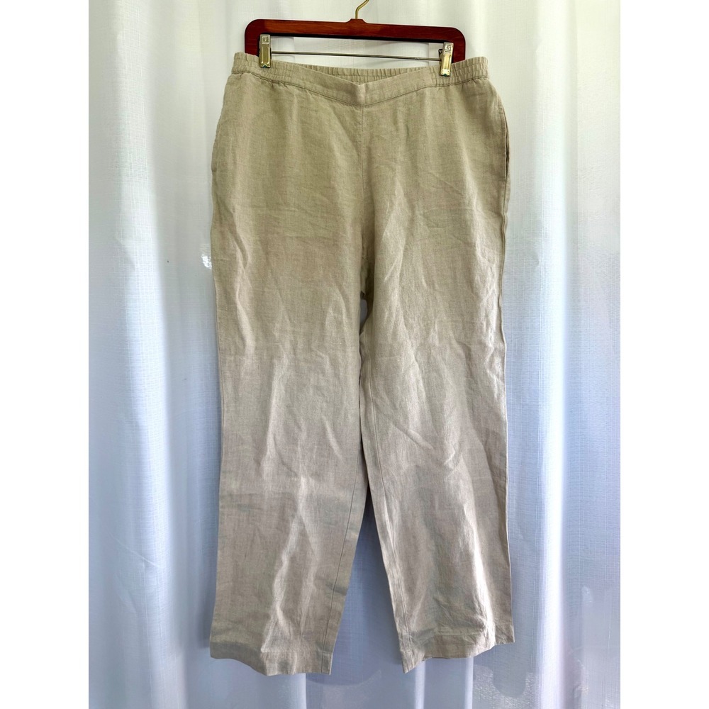 J.Jill Love Linen Pants Women's Size M Beige Oatmeal Straight Leg Minimalist
